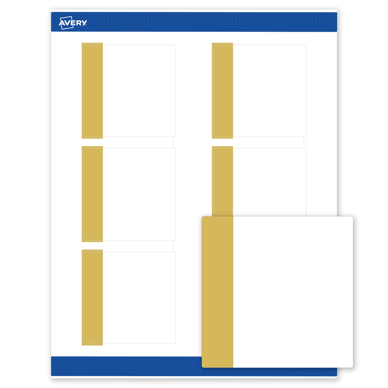 Avery Printable Square Labels, Gold-Dipped Edge, 3" x 3", Matte White Square Labels, Permanent, Laser/Inkjet, 60ct, Great for Product Labels
